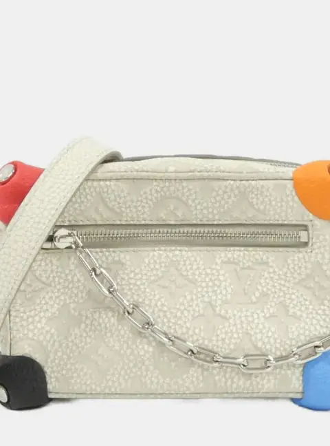 Louis Vuitton Climbing Mini Soft Trunk Chalk Gray Taurillon Monogram Leather Shoulder Bag