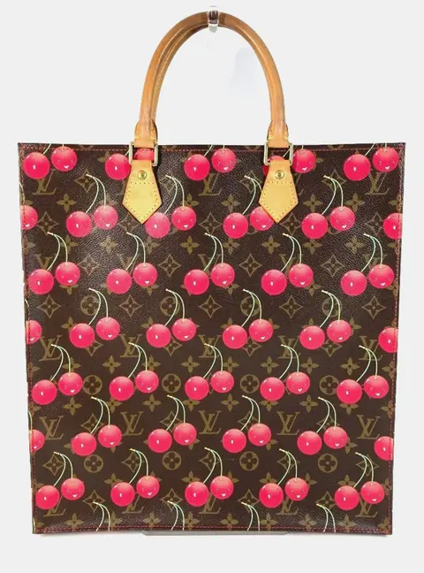 Louis Vuitton Takashi Murakami Monogram Cerises Sac Plat Brown Monogram Canvas Tote Bag