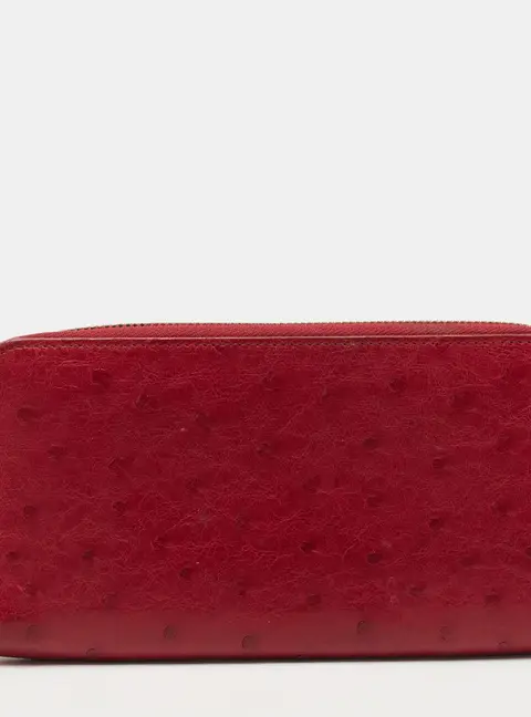 Louis Vuitton Red Ostrich Zippy Wallet
