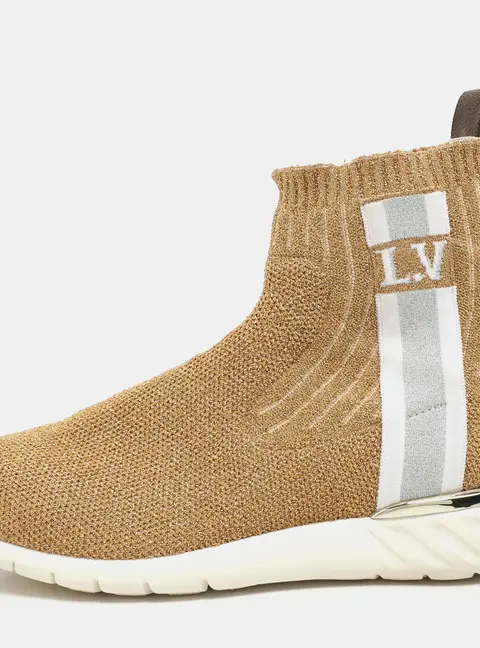 Louis Vuitton Gold Lurex Knit Fabric Aftergame High Top Sneakers Size 37