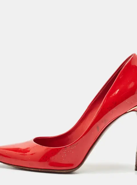 Louis Vuitton Red Patent Leather Eyeline Pointed Toe Pumps Size 38