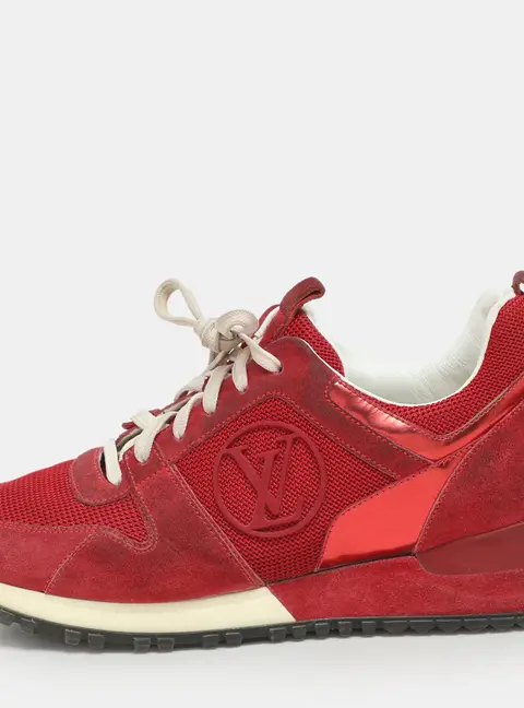 Louis Vuitton Run Away Size 35.5 Red Leather, Mesh and Suede Low Top Sneakers