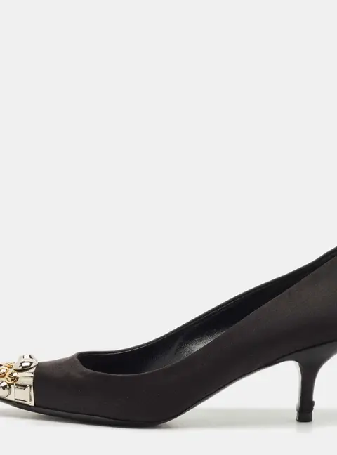 Louis Vuitton Black Satin Bernice Studded Pumps Size 37.5
