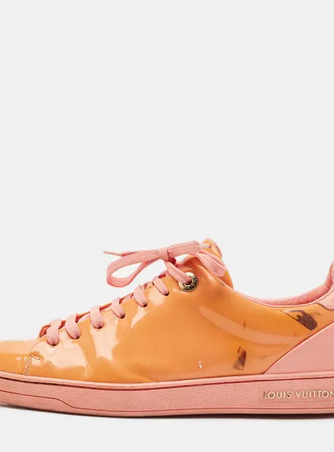 Louis Vuitton Pink/Orange Patent Leather Frontrow Sneakers Size 38