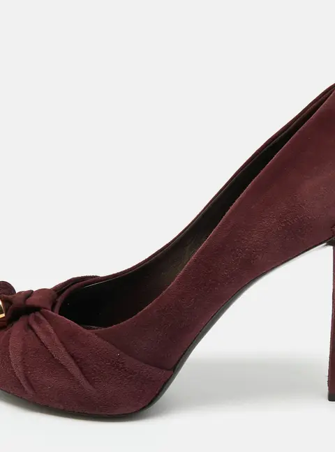 Louis Vuitton Burgundy Suede Tassel Platform Pumps Size 36