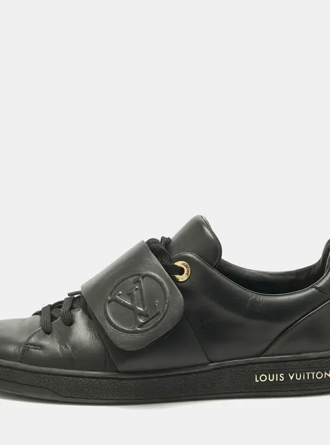 Louis Vuitton Black Leather Frontrow Low Top Sneakers Size 36.5