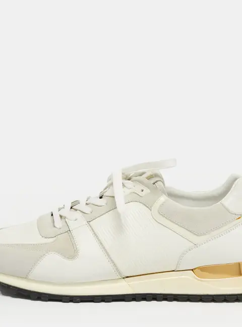 Louis Vuitton White Leather and Suede Run Away Lace Up Sneakers Size 39.5