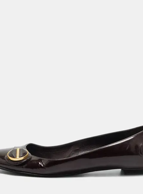Louis Vuitton Sloane Size 37.5 Burgundy Patent Leather Ballet Flats