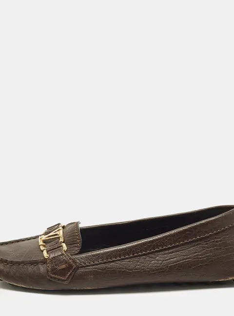 Louis Vuitton Oxford Size 37.5 Dark Brown Leather Loafers