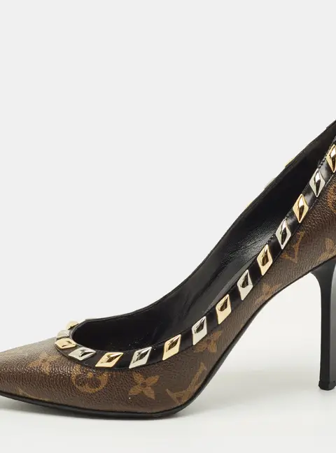 Louis Vuitton Size 39 Brown/Black Monogram Canvas and Leather Eldorado Pumps