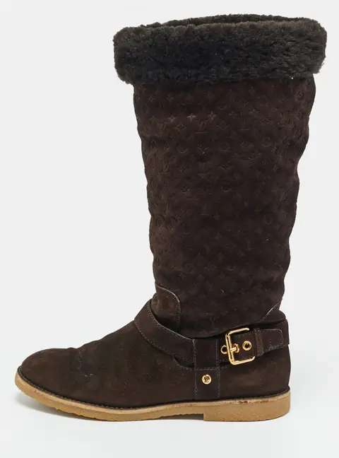 Louis Vuitton Fauvist Size 40.5 Brown Monogram Suede Knee Length Boots