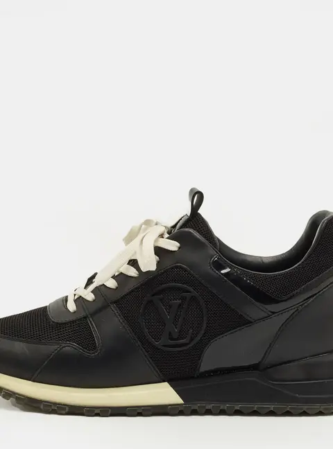 Louis Vuitton Run Away Size 37.5 Black Leather and Mesh Lace Up Sneakers