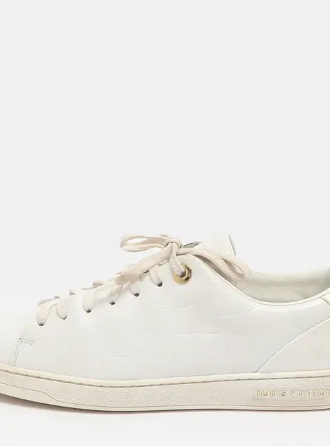 Louis Vuitton Frontrow Size 39 White Croc Embossed Leather Low Top Sneakers