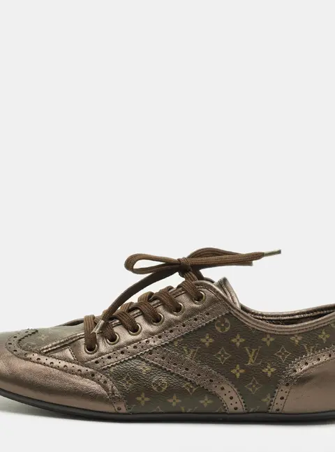 Louis Vuitton Size 40 Brown/Bronze Monogram Canvas and Leather Low Top Sneakers
