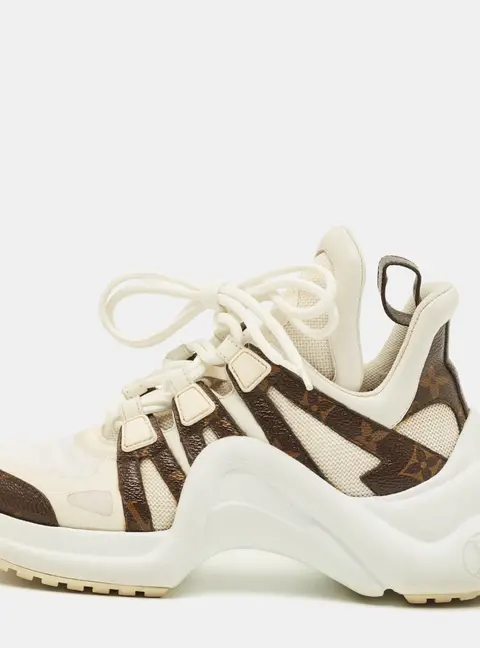 Louis Vuitton Archlight Size 36.5 White Monogram Canvas and Mesh Lace Up Sneakers