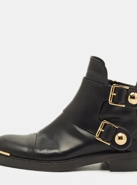 Louis Vuitton Size 38.5 Black Leather Ankle Length Boots
