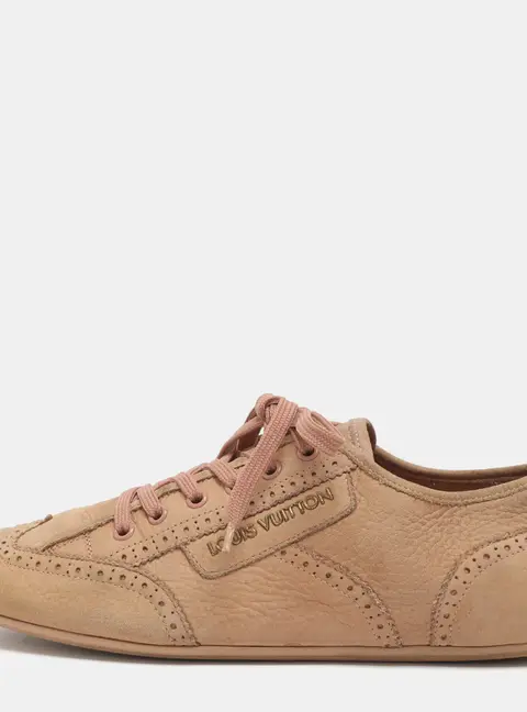 Louis Vuitton Size 40 Beige Nubuck Leather Brogue Low Top Sneakers