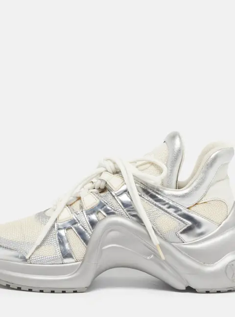 Louis Vuitton Archlight Size 39.5 White/Silver Leather and Mesh High Top Sneakers
