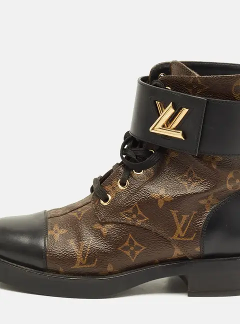 Louis Vuitton Wonderland Ranger Size 37 Brown/Black Monogram Canvas and Leather Ankle Boots