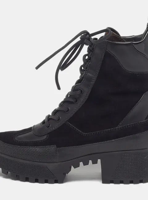 Louis Vuitton Laureate Size 37.5 Black/Brown Monogram Leather and Suede Combat Boots