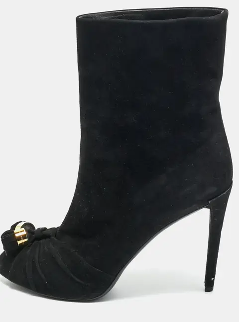 Louis Vuitton Black Suede Ankle Length Boots Size 37.5