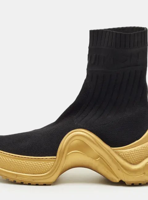 Louis Vuitton Black Knit Fabric Archlight Sock High Top Sneaker Boots Size 39