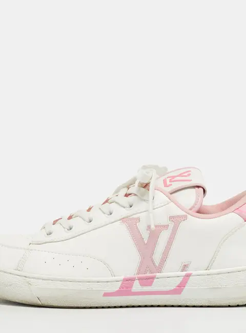 Louis Vuitton White/Pink Leather Charlie Low Top Sneakers Size 37