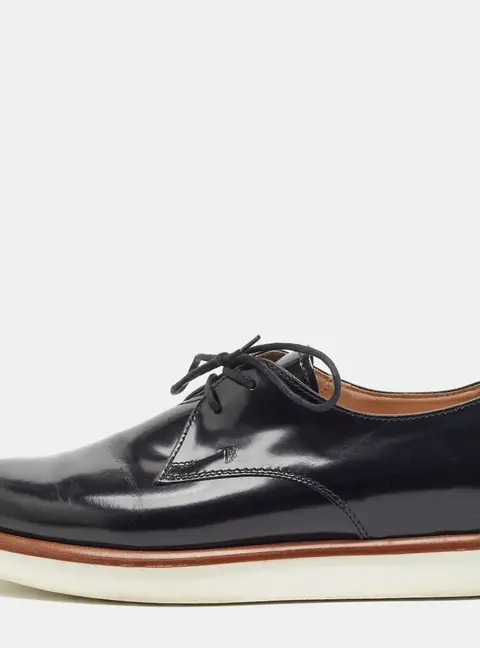 Louis Vuitton Size 37 Black Leather Lace Up Platform Derby