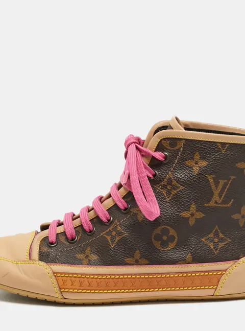 Louis Vuitton Match Up Size 36 Brown Monogram Canvas and Leather High Top Sneakers