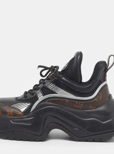 Louis Vuitton LV Archlight Size 38 Tricolor Monogram Canvas and Mesh Lace Up Platform Sneakers