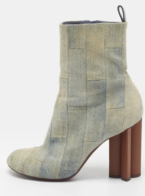 Louis Vuitton Silhouette Size 38.5 Blue Denim Ankle Length Boots