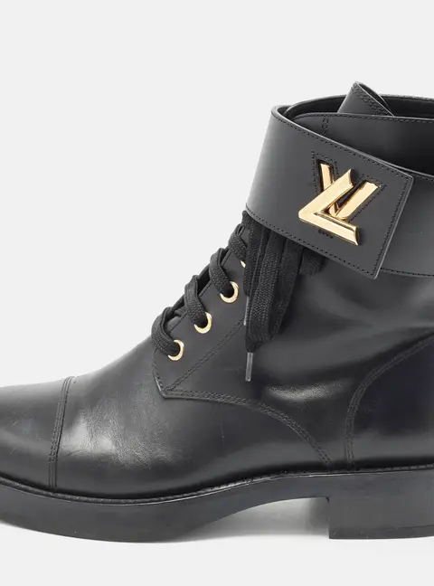 Louis Vuitton Wonderland Flat Ranger Size 37 Black Leather Ankle Length Boots