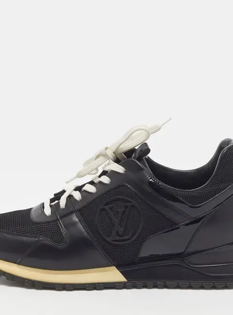 Louis Vuitton Run Away Size 38.5 Black Leather and Mesh Lace Up Sneakers