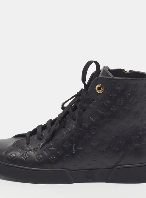 Louis Vuitton Stellar Size 39 Black Monogram Leather High Top Sneakers