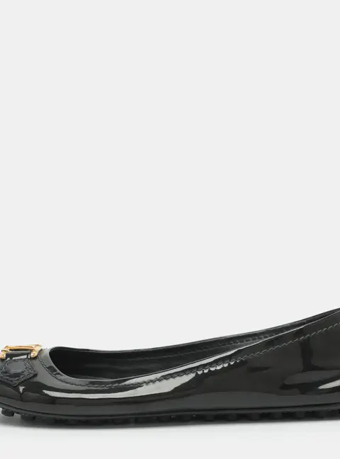 Louis Vuitton Oxford Size 41 Dark Green Patent Leather Ballet Flats