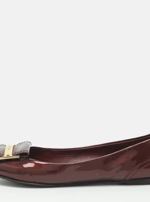 Louis Vuitton Size 38 Burgundy Patent Leather Ballet Flats