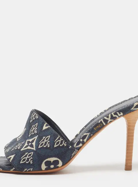 Louis Vuitton Since 1854 Size 35 Blue Monogram Canvas Slide Sandals