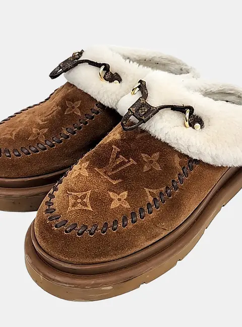 Louis Vuitton Brown Suede Closed Mules EU 38