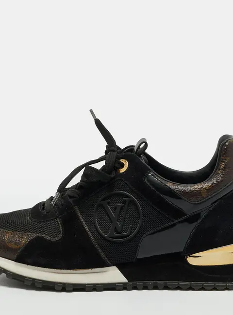 Louis Vuitton Run Away Size 37 Black/Brown Monogram Canvas and Mesh Low Top Sneakers