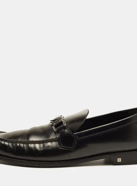 Louis Vuitton Major Size 44 Black Leather Penny Loafers