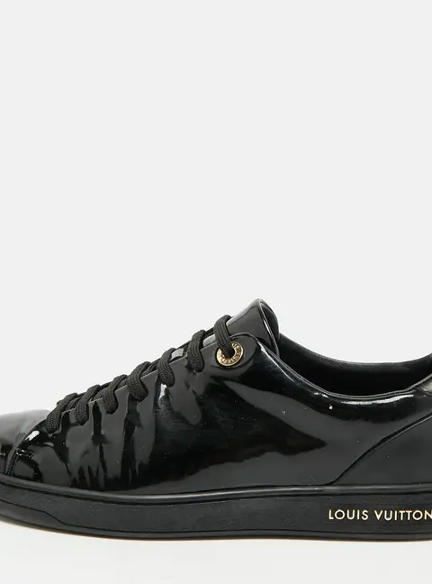 Louis Vuitton Frontrow Size 37.5 Black Leather and Patent Leather Low Top Sneakers