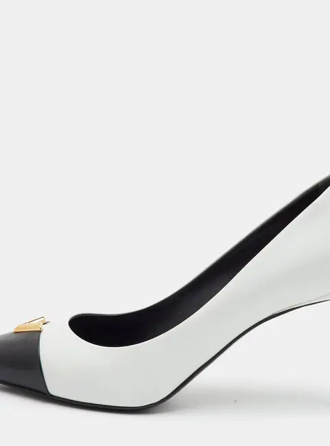 Louis Vuitton Heart Breaker Size 39.5 White/Black Leather Pointed Toe Pumps