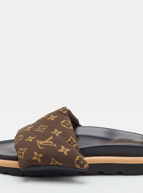 Louis Vuitton Pool Pillow Size 40 Brown Monogram Nylon Flat Slide Sandals
