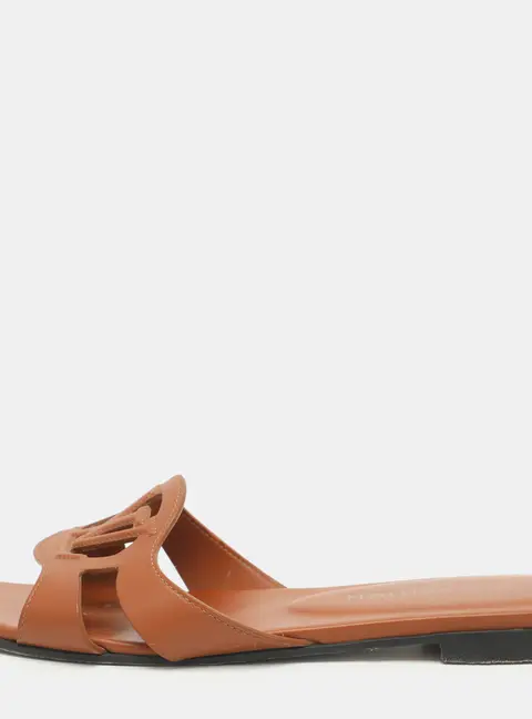 Louis Vuitton LV Isola Size 39.5 Cognac Leather Flat Sandals