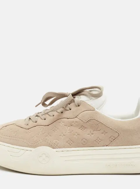 Louis Vuitton LV Groovy Size 39 Beige/White Monogram Leather and Suede Platform Sneakers