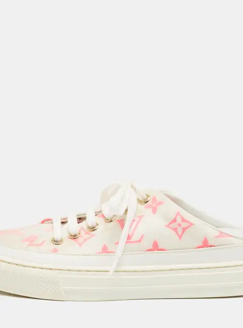 Louis Vuitton Stellar Size 35.5 White/Pink Leather and Mesh Mules