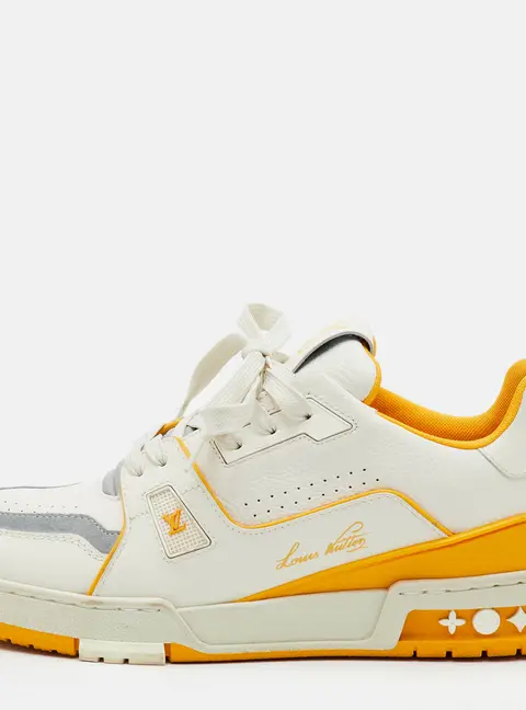Louis Vuitton LV Trainer Size 39 White/Yellow Leather Low Top Sneakers