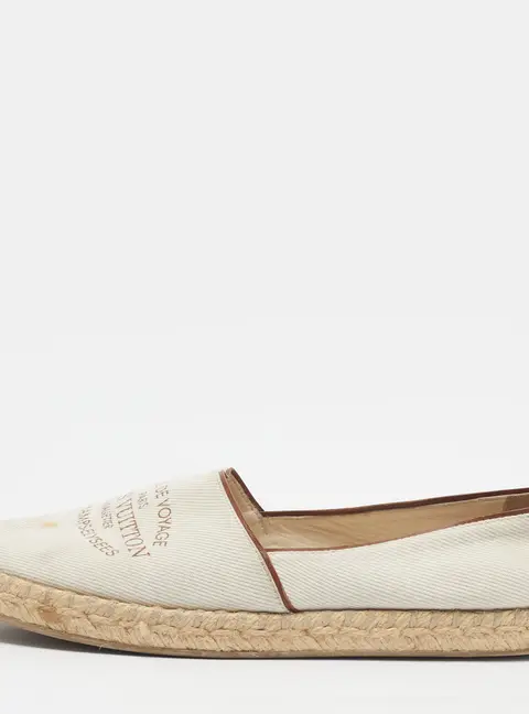Louis Vuitton Articles De Voyage Size 37 Cream Canvas Espadrille Flats