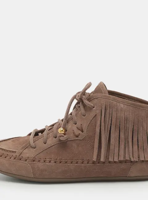 Louis Vuitton Fringe Details Size 37.5 Beige Suede High Top Sneakers