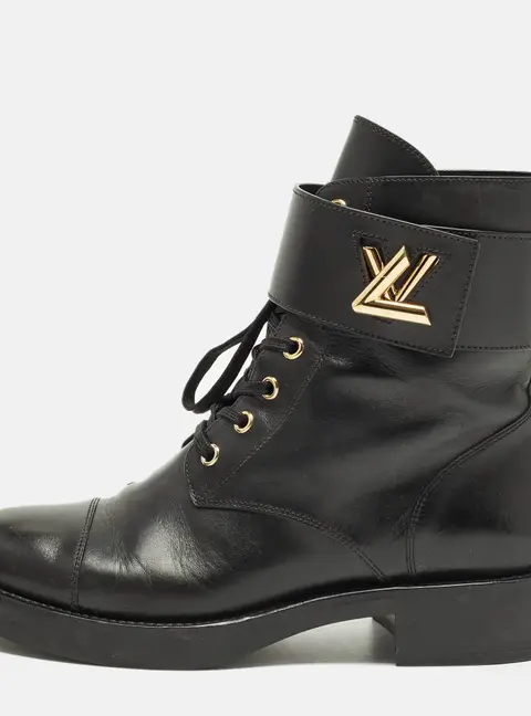 Louis Vuitton Wonderland Ranger Size 38.5 Black Leather Combat Boots